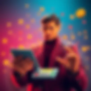 Crypto Loans Concept A person weighing the risks and benefits of a long-term crypto-backed loan with a calculator and cryptocurrency icons around them.