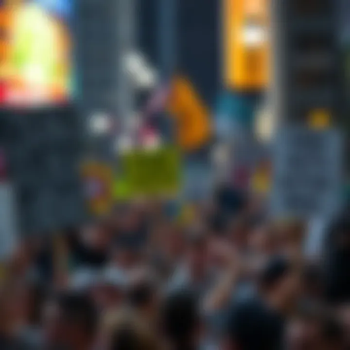 A crowd of people holding signs expressing negativity towards cryptocurrency while others in the background celebrate, symbolizing market sentiment shifts.