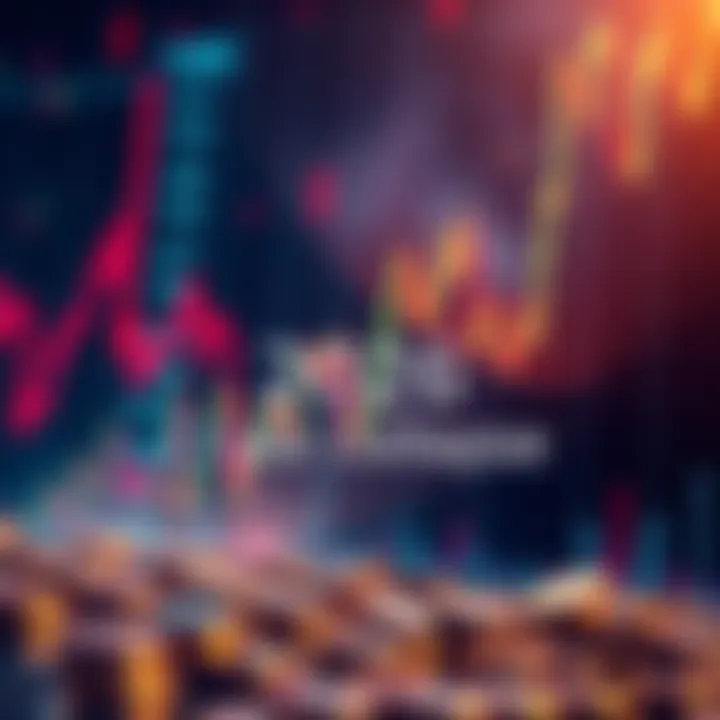 A digital representation of a cryptocurrency market downtrend with falling graphs and coins fading into the background.