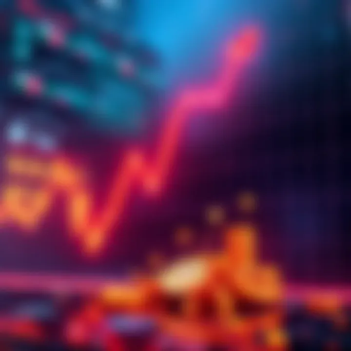 Illustration showing a graph with a downward trend and cryptocurrency symbols, representing market correction.