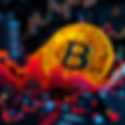 A downward trend graph showing the decline of altcoins in the cryptocurrency market, with a digital coin symbol in the background.