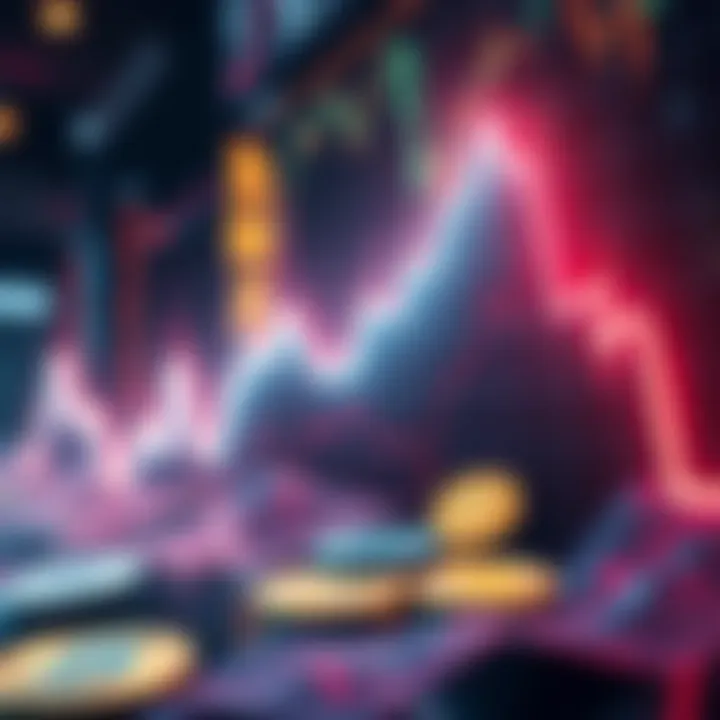 A downward trend graphic showing the price drops of cryptocurrency coins like XRP and SOL