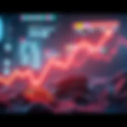 A graphic showing a downward trend line representing the sharp drop in the cryptocurrency market value amid rising tensions in the Middle East.