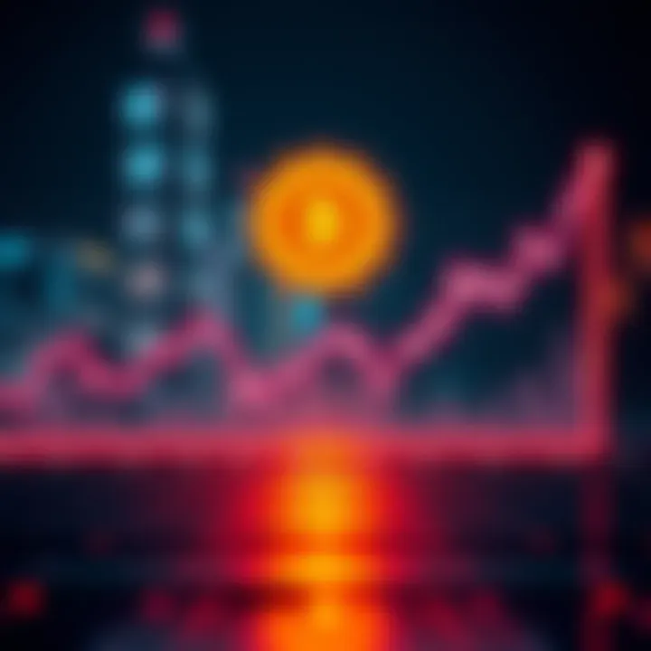 Graph Showing Crypto Market Dip Line graph illustrating the 50% dip in the cryptocurrency market with BTC, ETH, LINK, DOT, and SOL highlighted
