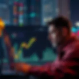 Crypto Market Downturn A graph showing a steep decline in cryptocurrency values with a worried investor looking at a screen.