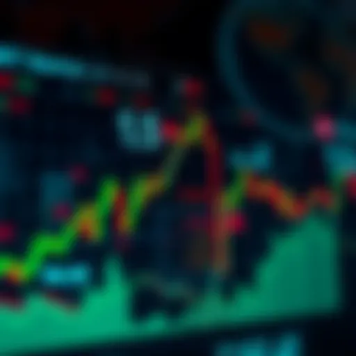 Chart showing cryptocurrency price changes with political symbols in the background