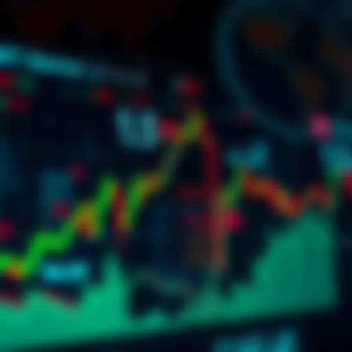 Chart showing cryptocurrency price changes with political symbols in the background