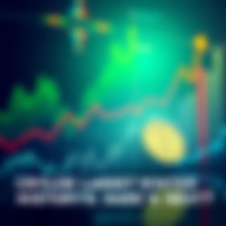 A bullish graph representing rising cryptocurrency values with a digital coin symbol