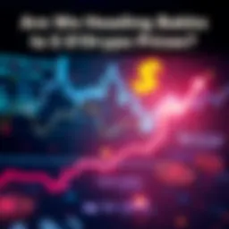 Graph showing rising crypto prices with a dollar sign and arrows indicating growth
