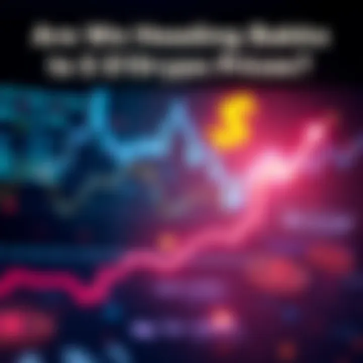Crypto Market Prices Graph showing rising crypto prices with a dollar sign and arrows indicating growth