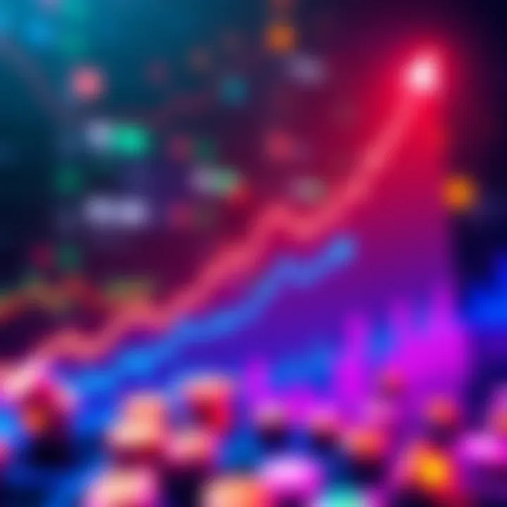 A vibrant upward graph showing cryptocurrency prices rising, symbolizing market rallies and investor excitement.