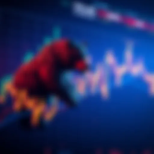 A graph showing fluctuating cryptocurrency prices with low trading volume and a bear symbol representing the current market sentiment.