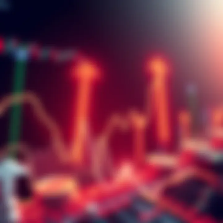 A graphic showing bullish and bearish trends in the cryptocurrency market with upward and downward arrows