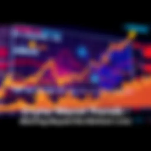 A graph showing rising cryptocurrency prices with bullish market indicators and investment strategies highlighted.