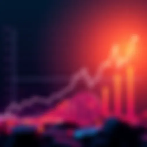 A graph displaying the rise and fall of cryptocurrency values in response to interest rate cuts, with various digital currency symbols like Bitcoin and Ethereum depicted.
