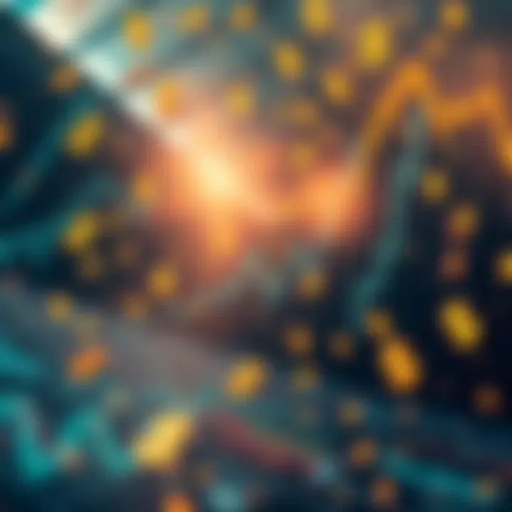 A visual representation of the crypto market with falling graphs and dollar signs, symbolizing instability due to Trump's potential impeachment.