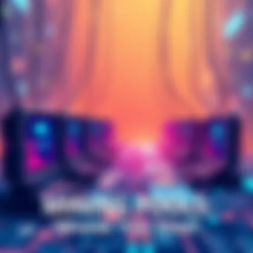 Illustration of a group of miners working together in a virtual mining pool to earn cryptocurrency. Computers are connected by lines representing shared resources.