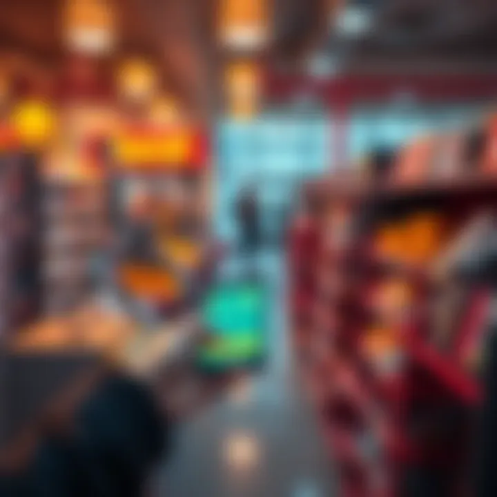 A person using a smartphone to make a tap payment with a cryptocurrency card at a store checkout, showcasing Bitcoin and Ethereum options.