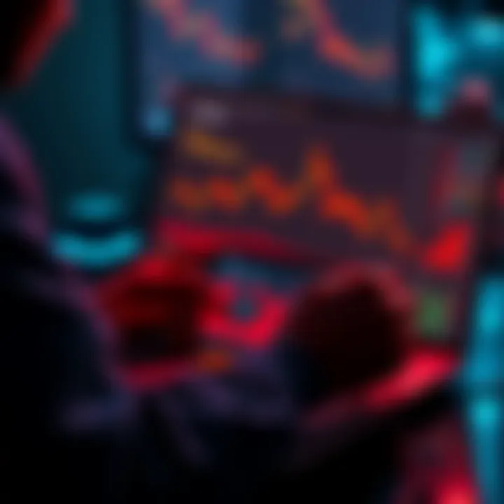 A person analyzing cryptocurrency holdings with graphs and charts on a laptop, focusing on SOL and ETH investments.