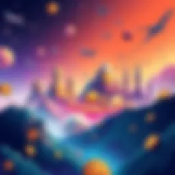 A vibrant illustration showcasing various crypto tokens and digital landscapes representing future investment opportunities in cryptocurrency.