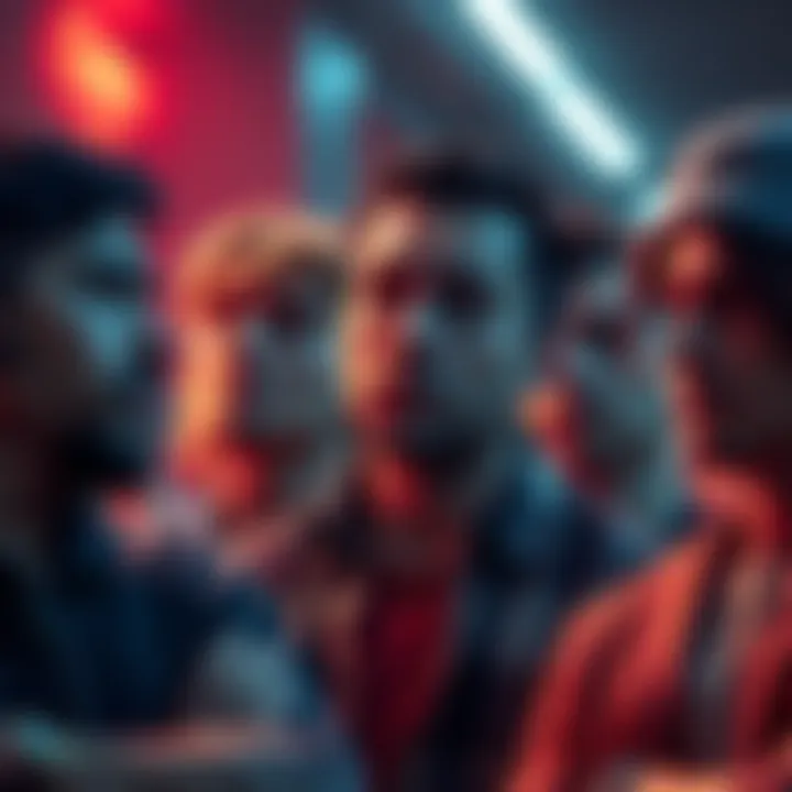 A group of people discussing their crypto investment mistakes, showing expressions of regret and contemplation.