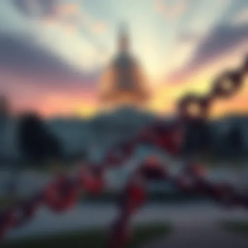 A graphic showing broken chains symbolizing delays in crypto regulation with a backdrop of the U.S. Capitol building.