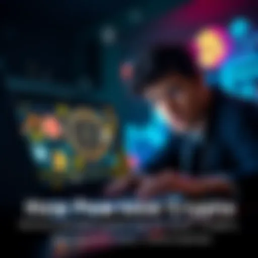 A person looking worried while using a laptop with crypto symbols on screen, highlighting security concerns.