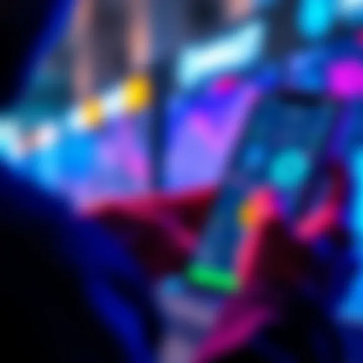 A person checking cryptocurrency prices on their phone, with Bitcoin and BlueWallet icons visible on the screen.