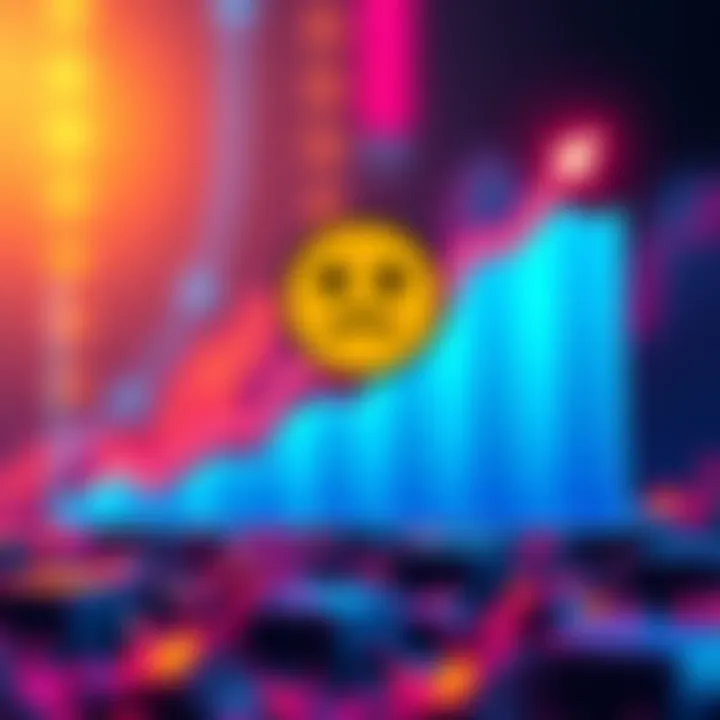 A graph showing a downward trend in cryptocurrency sentiment over 15 years with a sad emoji overlay.