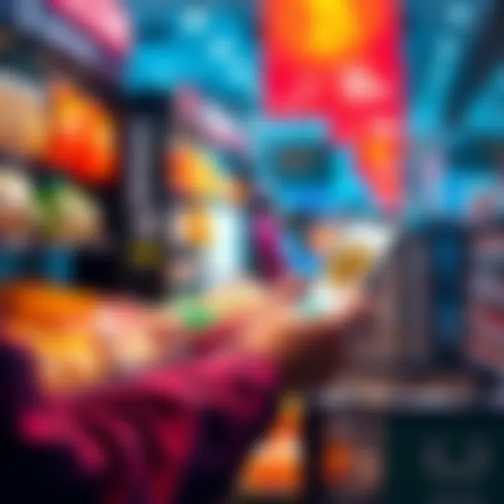 Person shopping with cryptocurrency A person making a purchase using a smartphone with a cryptocurrency wallet app at a store checkout