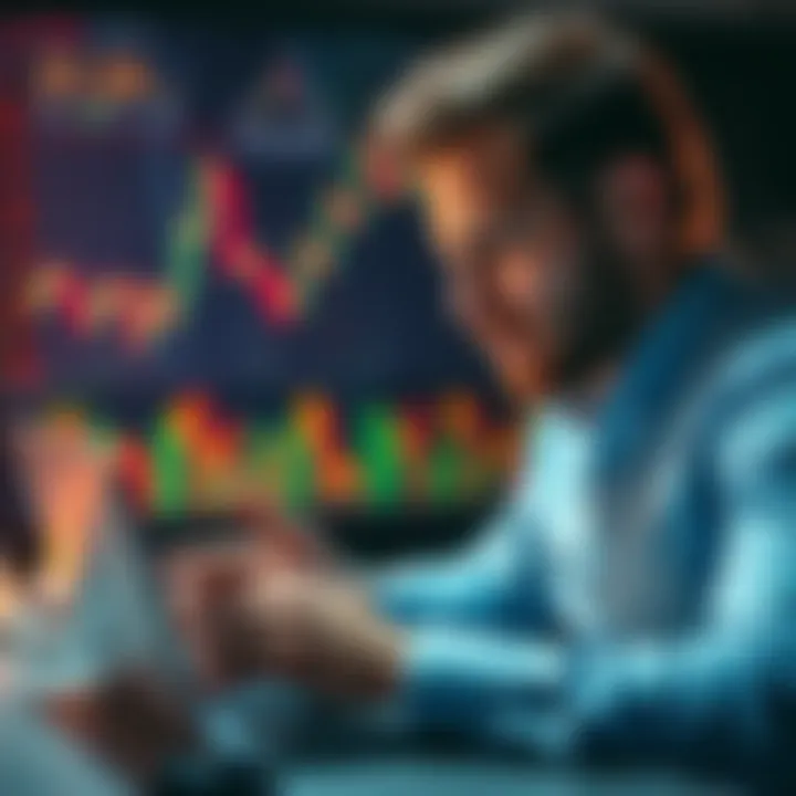 Person analyzing crypto signals Individual studying paid crypto indicators and signals on a laptop with graphs and charts in the background