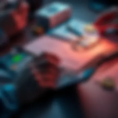 A person organizing crypto trading records with a calculator and documents on a desk