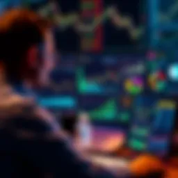 A person analyzing cryptocurrency tax data on a computer screen with multiple charts and graphs