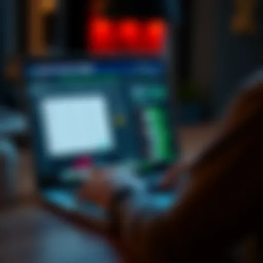 Crypto Tax Software Overview A person using a laptop to manage crypto taxes anonymously with software on the screen, showing a privacy-focused interface.