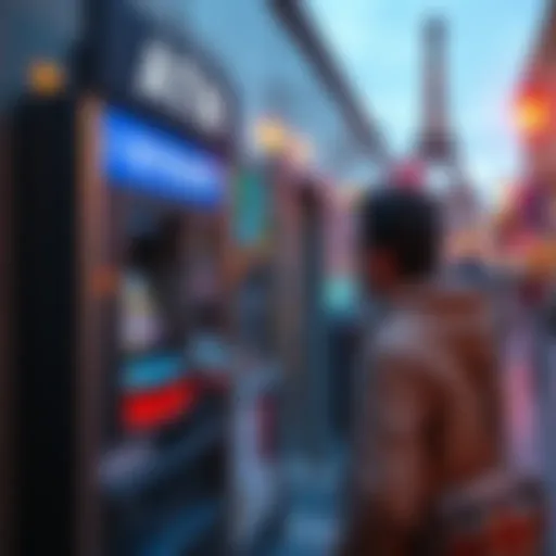 Person using a cryptocurrency ATM to withdraw euros in Europe