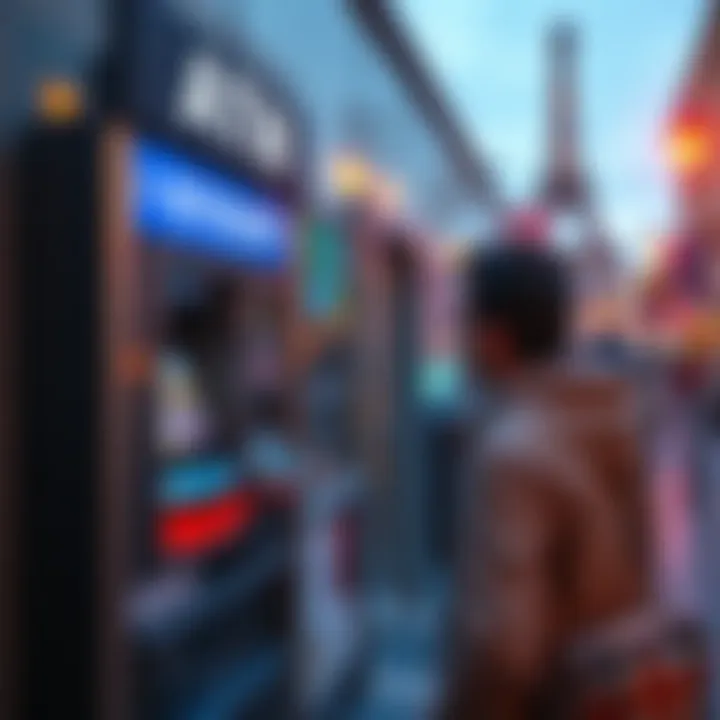 Person using a cryptocurrency ATM to withdraw euros in Europe