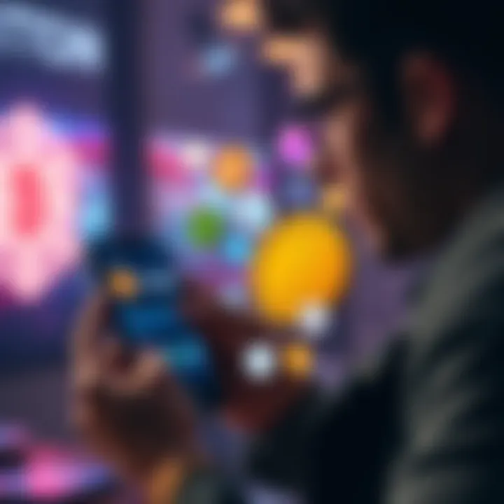A person looking at various cryptocurrency services on a smartphone, evaluating options for investment.