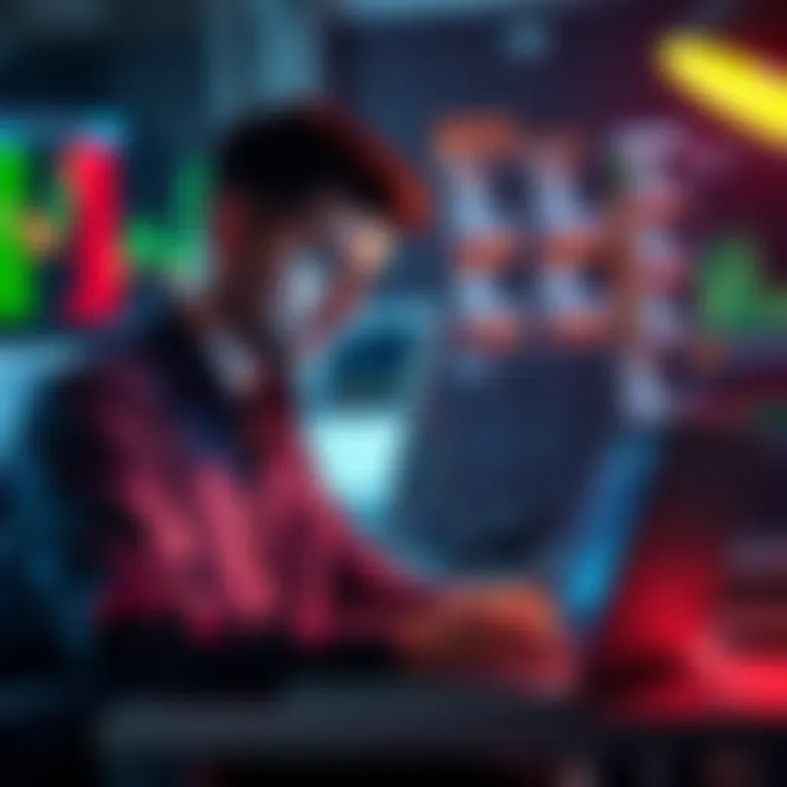 Crypto trader worried about taxes A Canadian trader looks concerned while reviewing memecoin investment reports on a laptop, with graphs and numbers displayed on the screen indicating losses.