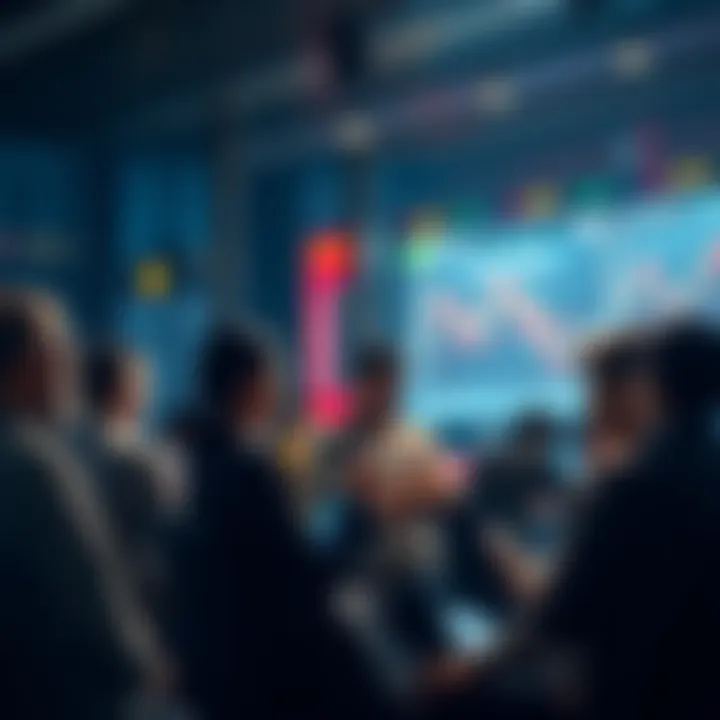 A group of people engaged in a discussion about cryptocurrency trading strategies, highlighting caution and scams.