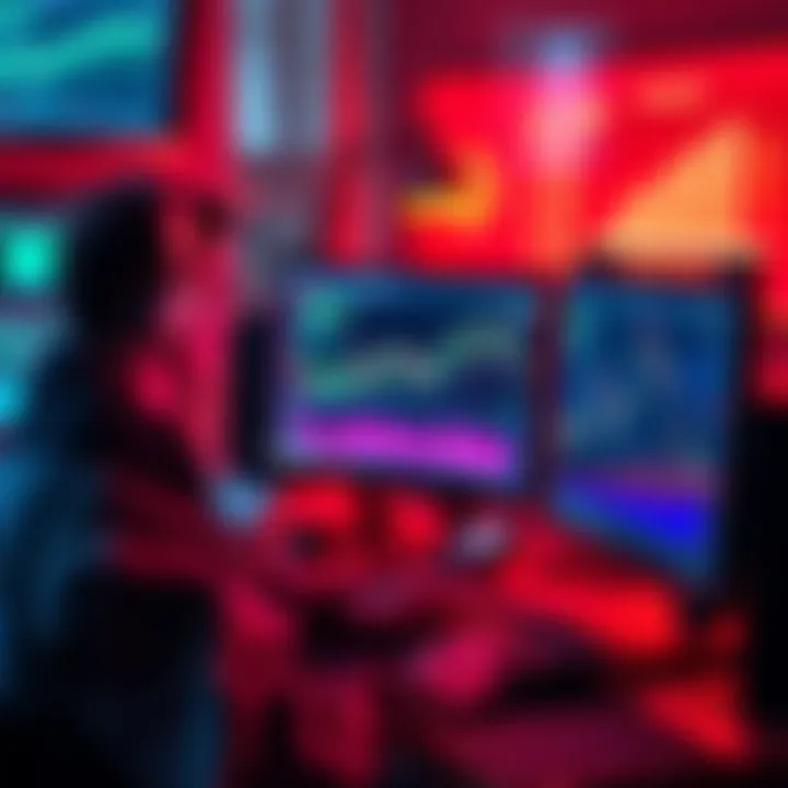 Crypto Trading Bot Development A person working on a computer with charts and codes for a crypto trading bot