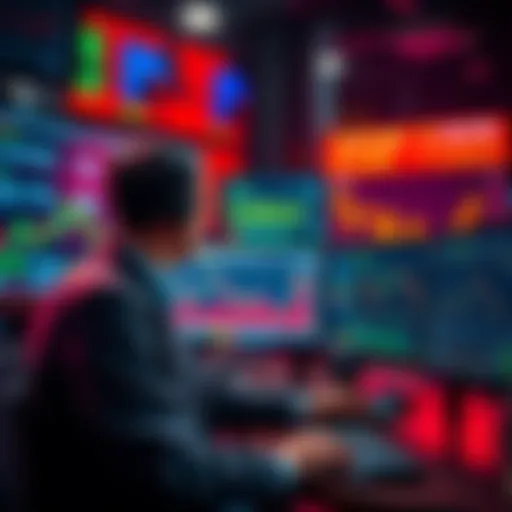 Crypto Trading Challenges A trader looking at multiple screens showing cryptocurrency prices and charts at night, illustrating the 24/7 nature of the crypto market.