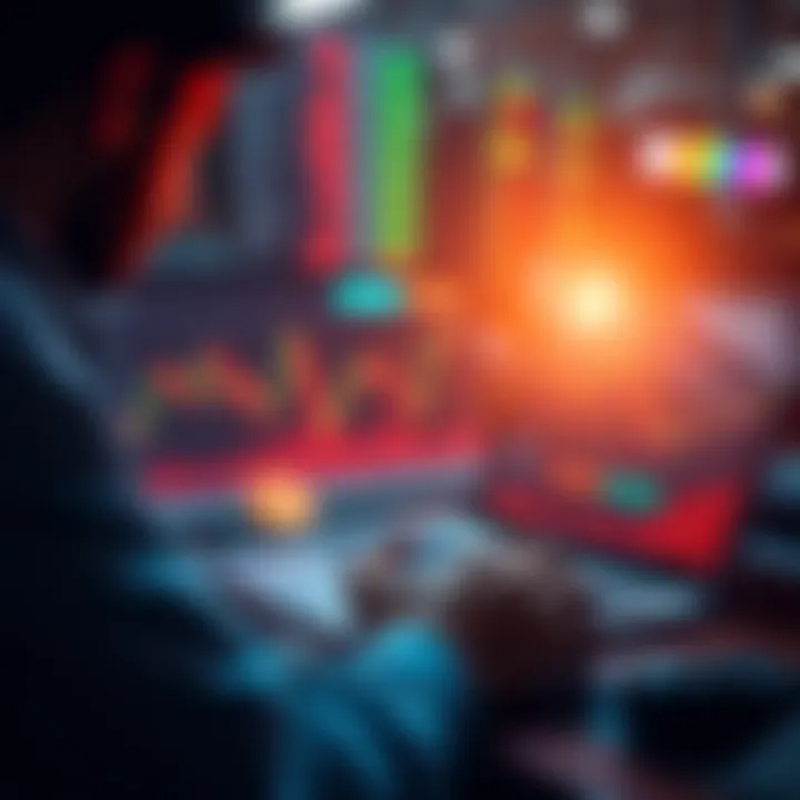 A trader analyzing crypto market trends with charts and graphs on a laptop