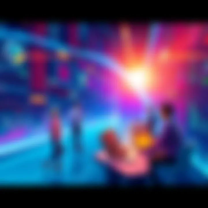 Illustration of people trading crypto on a digital platform, showcasing advanced technology and AI features.