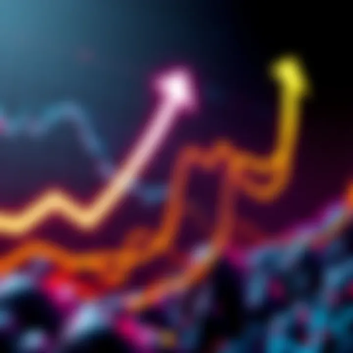 A graphic showing a rising cryptocurrency chart with bold arrows indicating growth and enthusiasm among investors.