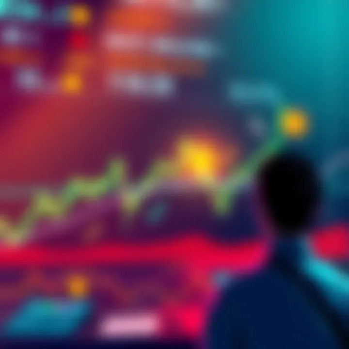 Crypto Trading Trends An illustration showing a graph with rising and falling lines, symbolizing the strange outcomes of buying and selling in cryptocurrency markets, with confused investors observing it.