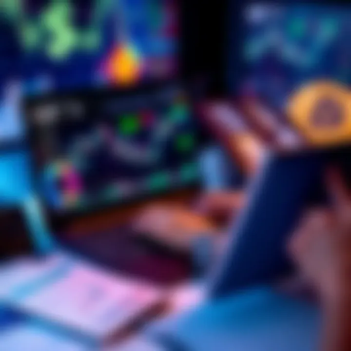 A person analyzing cryptocurrency charts and USDT transactions on a laptop, surrounded by financial documents and notes.