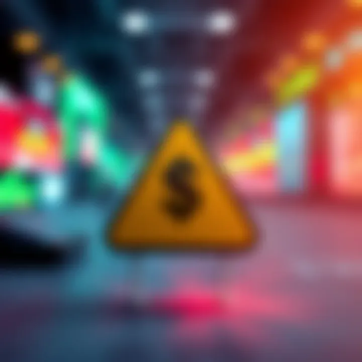 Crypto Trading Warning A cautionary symbol with a dollar sign and a warning triangle, representing trading alerts in the crypto market.