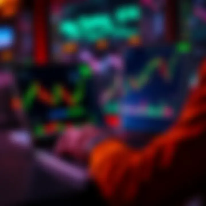 A person looking at cryptocurrency charts on a laptop with financial graphs displayed, symbolizing the balance of opportunity and caution in the crypto market.