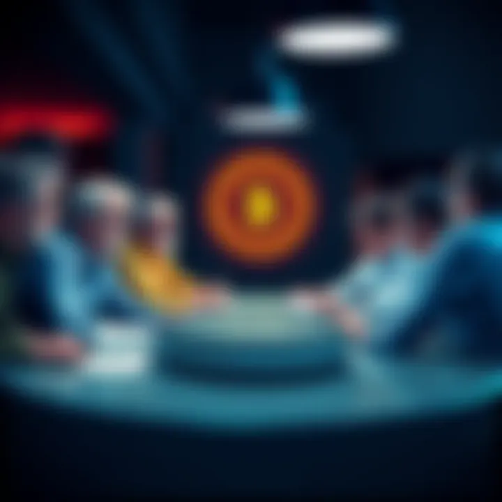 A group of experienced individuals discussing cryptocurrency strategies and challenges at a round table