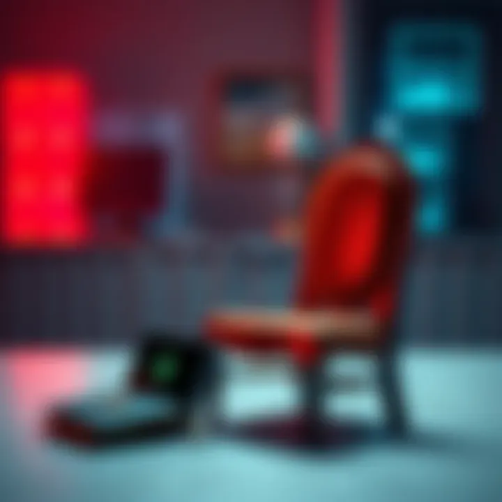 A cryptocurrency wallet sitting on a table next to an empty chair, symbolizing unclaimed digital assets after someone's passing.